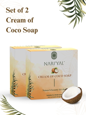 NARIYAL Set Of 2 Cream Of Coco Soap with De-Tan Properties- 50g each