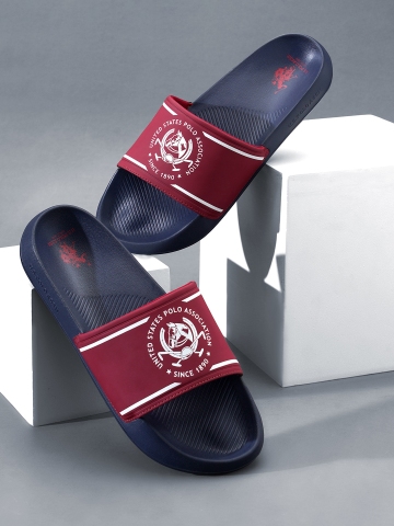 U.S. Polo Assn. Men Printed PU Sliders
