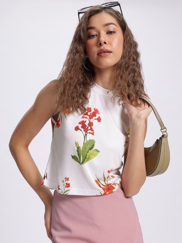 glitchez Garden Vibes Floral Print Sleeveless T-shirt
