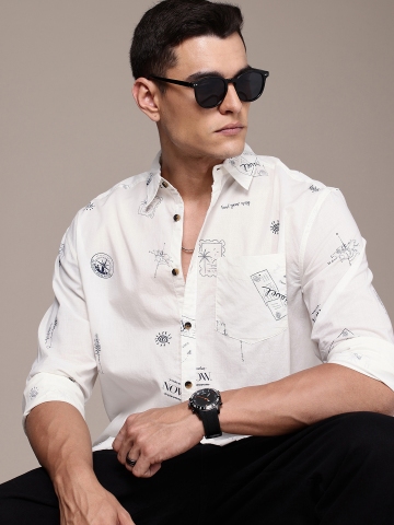 The Roadster Life Co. Relaxed Fit Opaque Graphic Printed Pure Cotton Casual Shirt