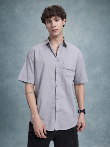 The Roadster Life Co. Drop Shoulder Sleeves Printed Pure Cotton Relaxed Fit Shirt