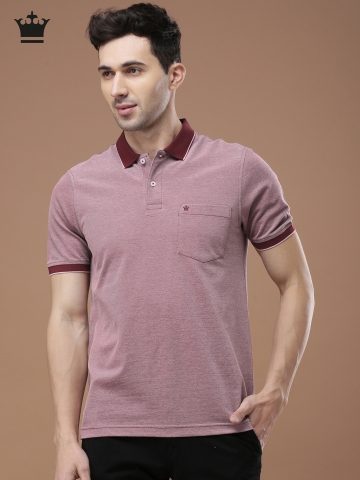 Buy Louis Philippe Men Maroon Solid Polo Collar T-shirt on Myntra