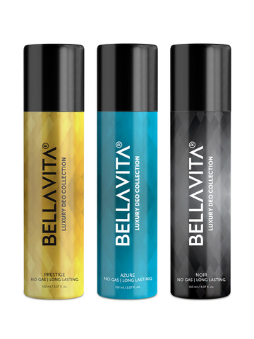 Bella Vita Organic Set Of 3 Prestige, Azure & Noir Body Deodrant - 150ml Each