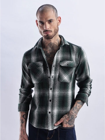 NEVER NEUD Men Flannel Regular Slim Fit Casual Shirt