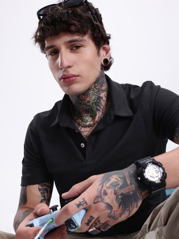 Kook N Keech Solid Pure Cotton Polo Collar T-shirt
