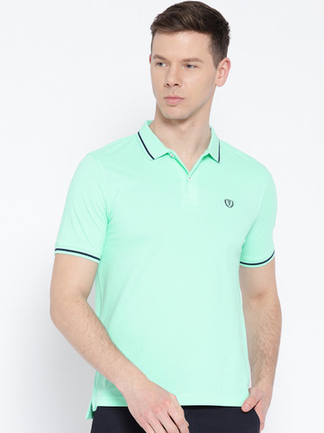 Van Heusen Sport Men Blue Solid Polo Collar T-shirt