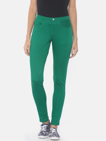 Buy Go Colors Women Green Solid Super Stretch Ankle-Length Jeggings on  Myntra