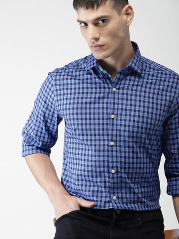 INVICTUS Men Blue Slim Fit Checked Casual Shirt