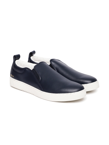 navy leather slip on sneakers