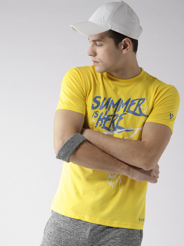 SEVEN by MS Dhoni Men Yellow Printed Round Neck T-shirt