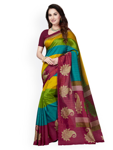 Ishin Multicoloured Art Silk Printed Mysore Silk Saree
