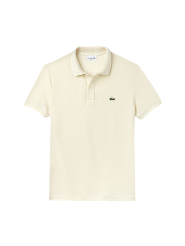Lacoste Men Off-White Solid Polo Collar T-shirt