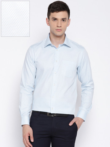 Blackberrys Men Blue & White Slim Fit Self-Design Formal Shirt