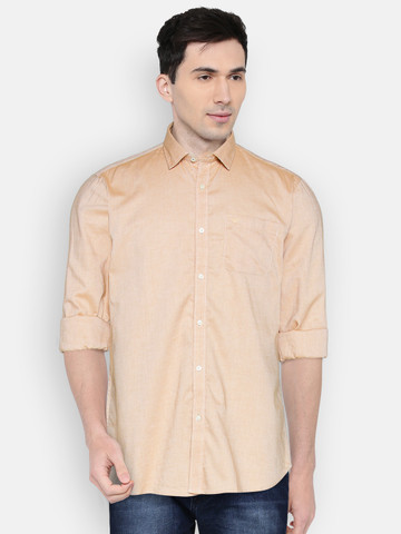 Blackberrys Men Beige Slim Fit Solid Casual Shirt