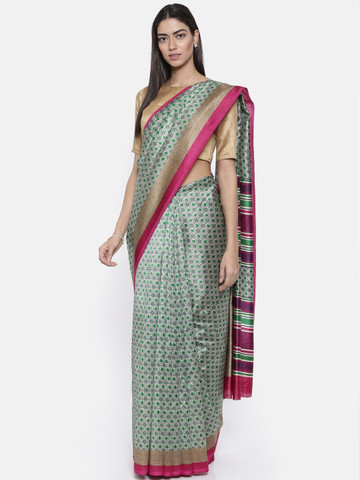 KUPINDA Green Printed Art Silk Saree KUPINDA Green Printed Art Silk Saree