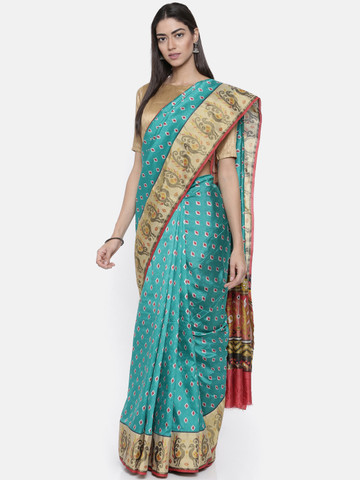 KUPINDA Green Printed Art Silk Saree