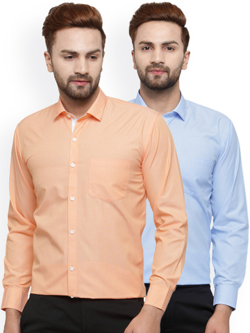 JAINISH Men Pack Of 2 Regular Fit Solid Formal Shirts