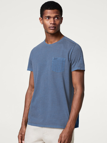 ESPRIT Men Blue Solid Round Neck T-shirt