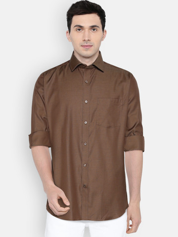 Park Avenue Men Brown Self-Design Formal Shirt