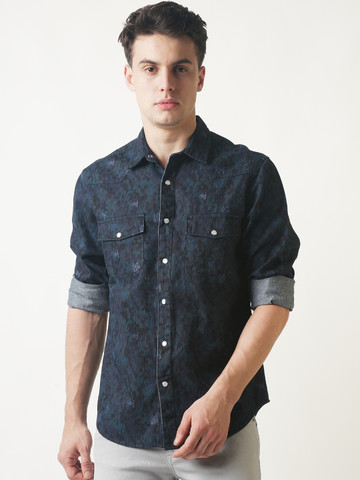 Blue Saint Men Blue Smart Slim Fit Printed Casual Shirt Blue Saint Men Blue Smart Slim Fit Printed Casual Shirt