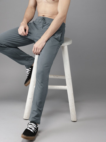HERE&NOW Men Grey Solid Trackpants