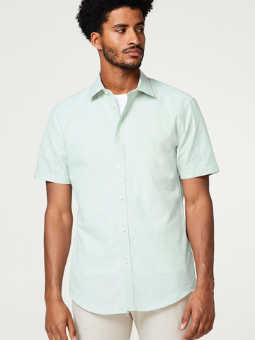 ESPRIT Men Green Regular Fit Striped Casual Shirt