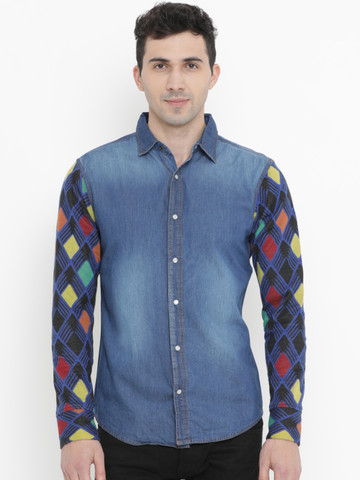 SHOWOFF Men Multicoloured Smart Slim Fit Faded Casual Shirt