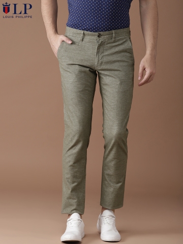 Buy Louis Philippe Beige Regular Fit Self Pattern Trousers for Mens Online   Tata CLiQ