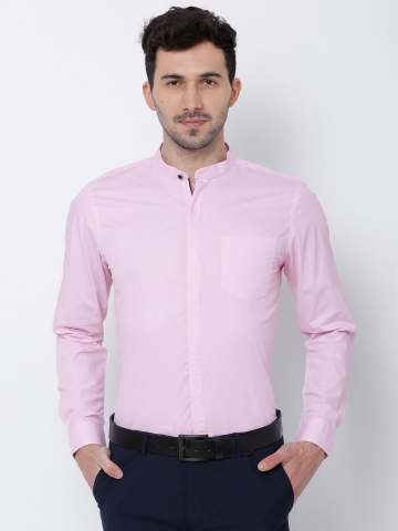 60% OFF on Black coffee Men Pink Slim Fit Solid Formal Shirt on Myntra ...