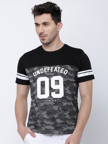 LOCOMOTIVE Men Black Printed Round Neck T-shirt