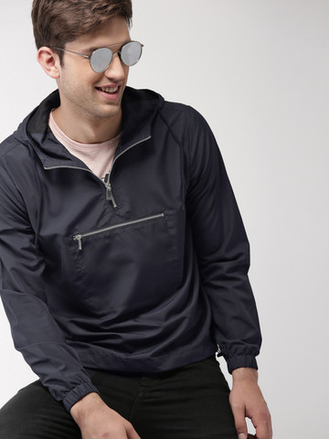 Mast & Harbour Men Navy Blue Solid Sporty Jacket
