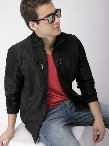 Mast & Harbour Men Black Solid Bomber