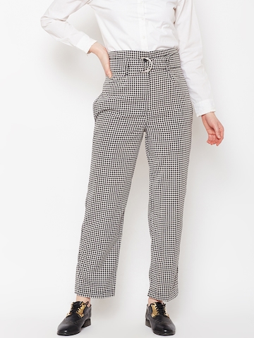 Popnetic Women Black Checked Parallel Trousers