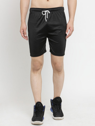 Rodamo Men Black Solid Slim Fit Regular Shorts