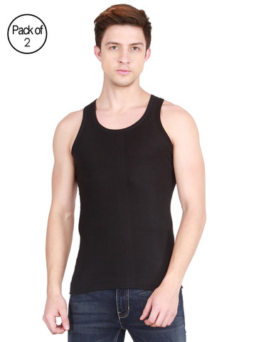 Genx Men Pack of 2 Black Innerwear Vests