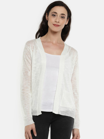 Manola White Solid Open Front Shrug