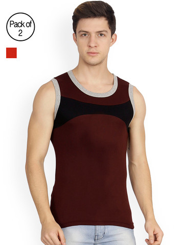 Genx Men Pack of 2 Colourblocked Innerwear Vests 7718 AC Genx Men Pack of 2 Colourblocked Innerwear Vests 7718 AC