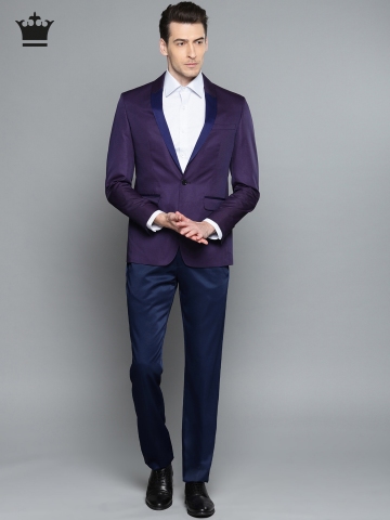 52% OFF on Louis Philippe Purple Self-Design Single-Breasted Milano Slim  Fit Formal Suit on Myntra