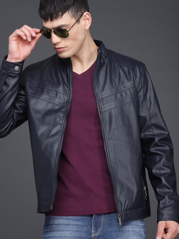 WROGN Men Navy Blue Solid Tailored Jacket