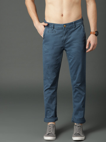 Roadster Men Blue Regular Fit Solid Regular Trousers