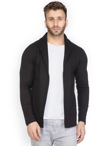 Tinted Men Black Solid Front-Open
