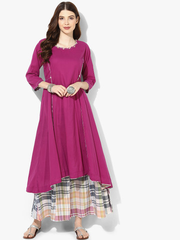 Sangria Women Purple Solid Kurta with Palazzos