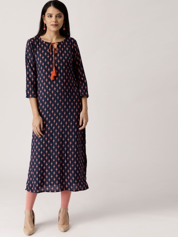 myntra navy blue kurta