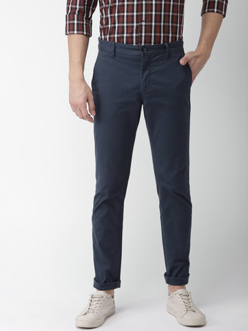 Arrow Sport Men Navy Blue Regular Fit Solid Chinos