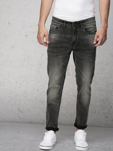 Ecko Unltd Men Charcoal Grey Tapered Fit Mid-Rise Clean Look Jeans