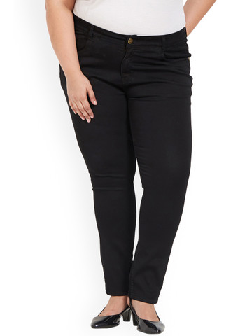 ZUSH Plus Size Women Black Regular Fit Solid Stretchable Trousers