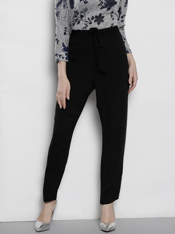 Buy H&M Women Black Imitation Leather Trousers - Trousers for Women  13147702 | Myntra