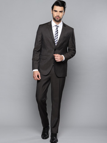 Louis Philippe Men Grey Single-Breasted Slim Fit Formal Suit