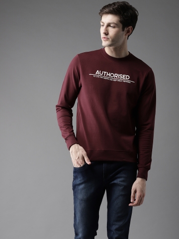 Buy Flying Machine Men Maroon Solid Sweatshirt on Myntra PaisaWapas