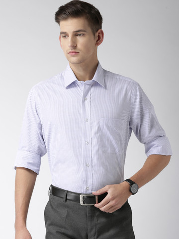 Arrow Men Blue & White Regular Fit Checked Formal Shirt Arrow Men Blue & White Regular Fit Checked Formal Shirt
